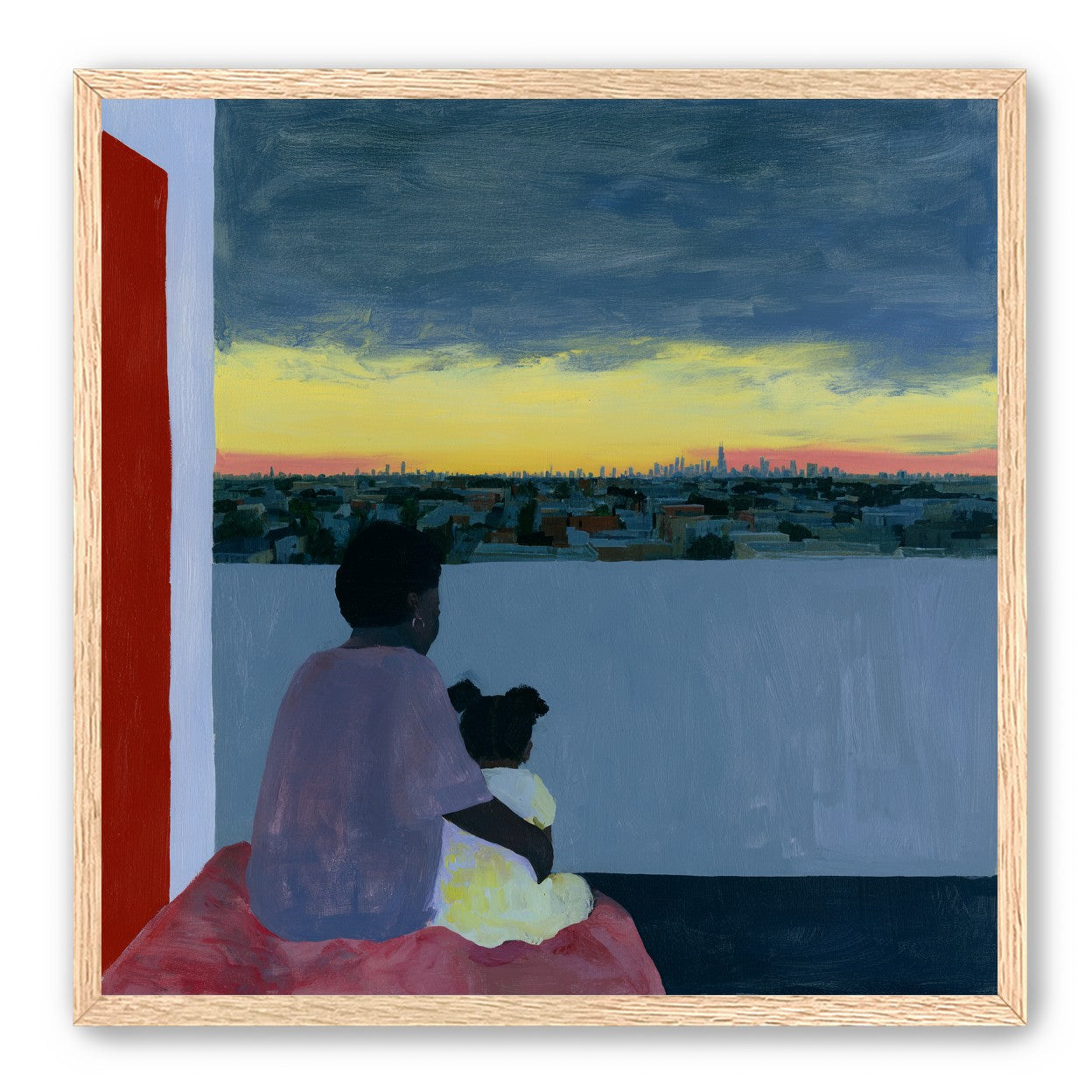 City lights beyond the parapet