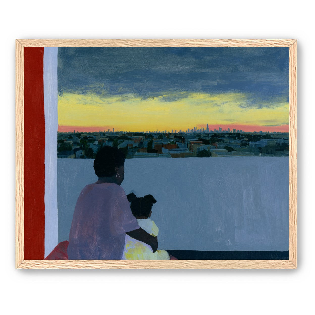 City lights beyond the parapet