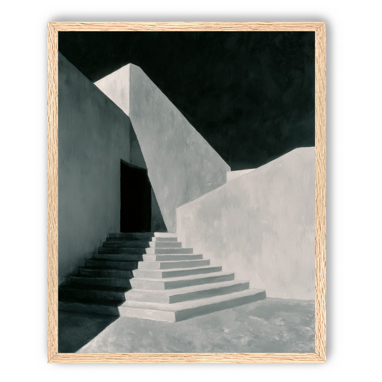 Stairs into the black doorway