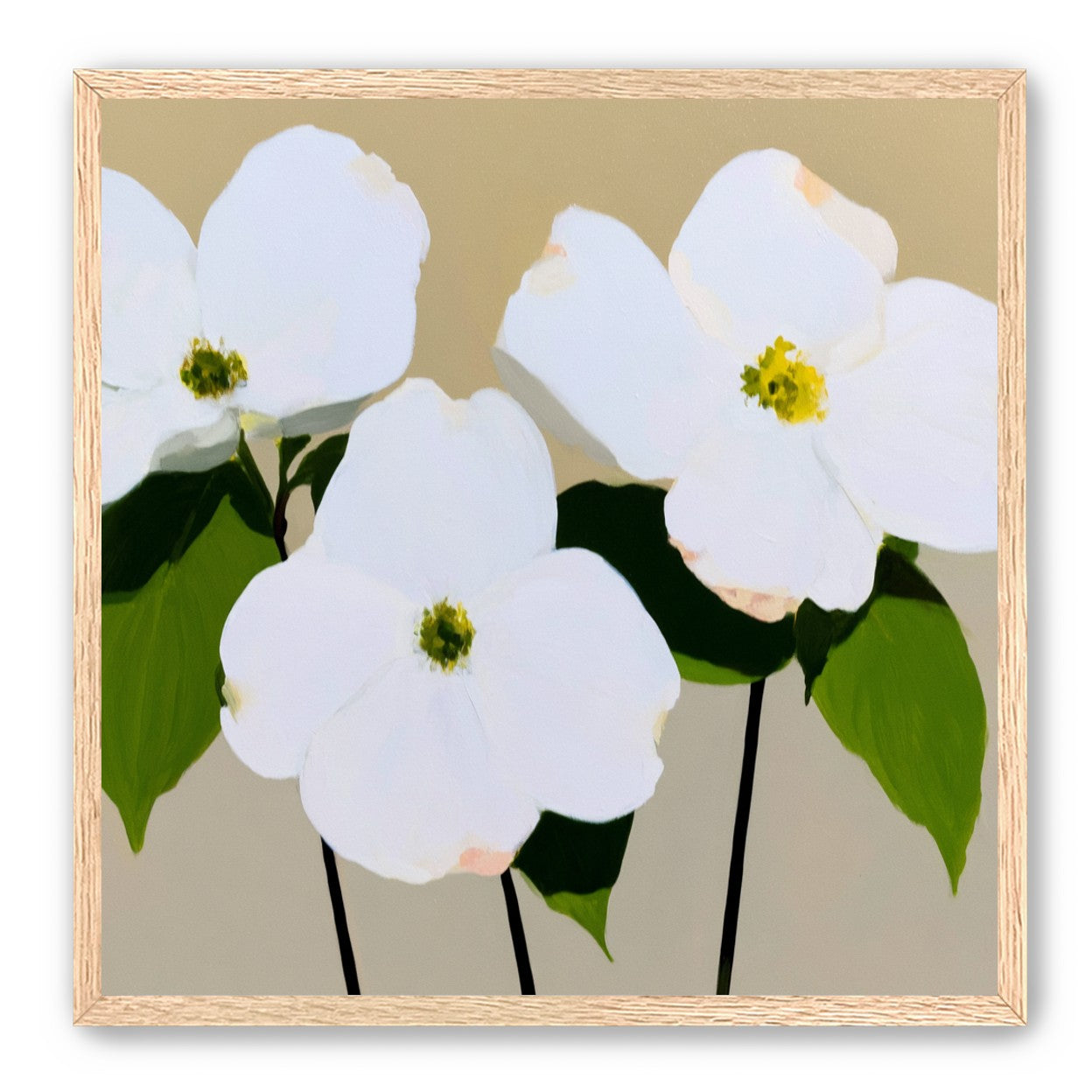 Three white flowers above purple