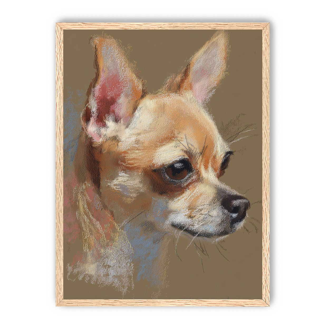 Pastel dog in profile