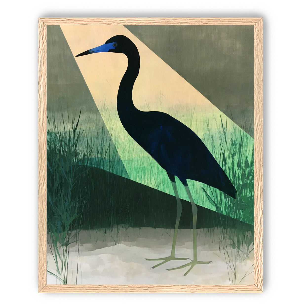 Blue beak in green light