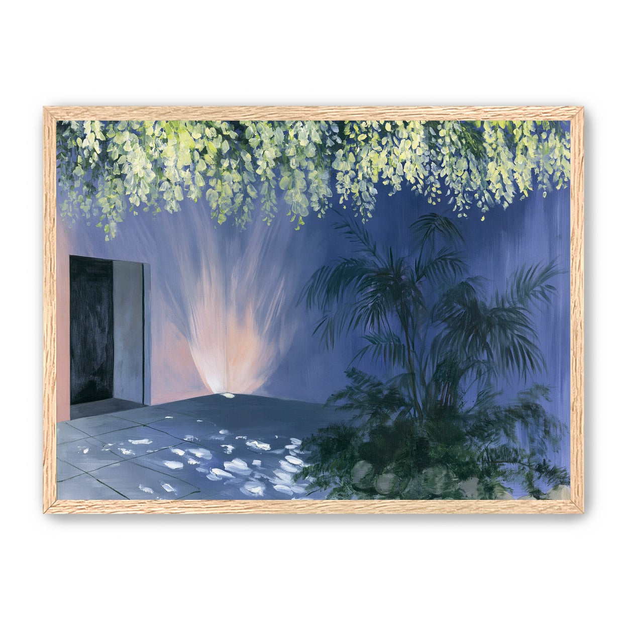 Light beneath hanging blossoms