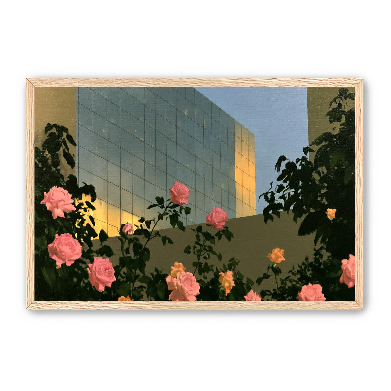 Roses against the glass wall