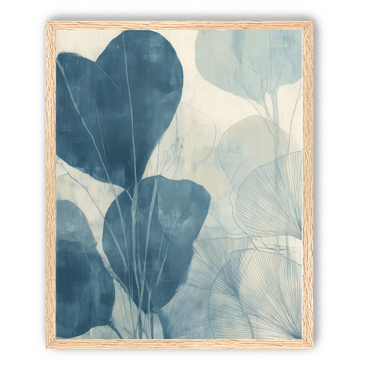 Leaves among pale blue space