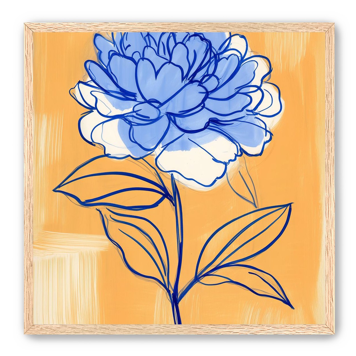 Blue Flower on Orange Field