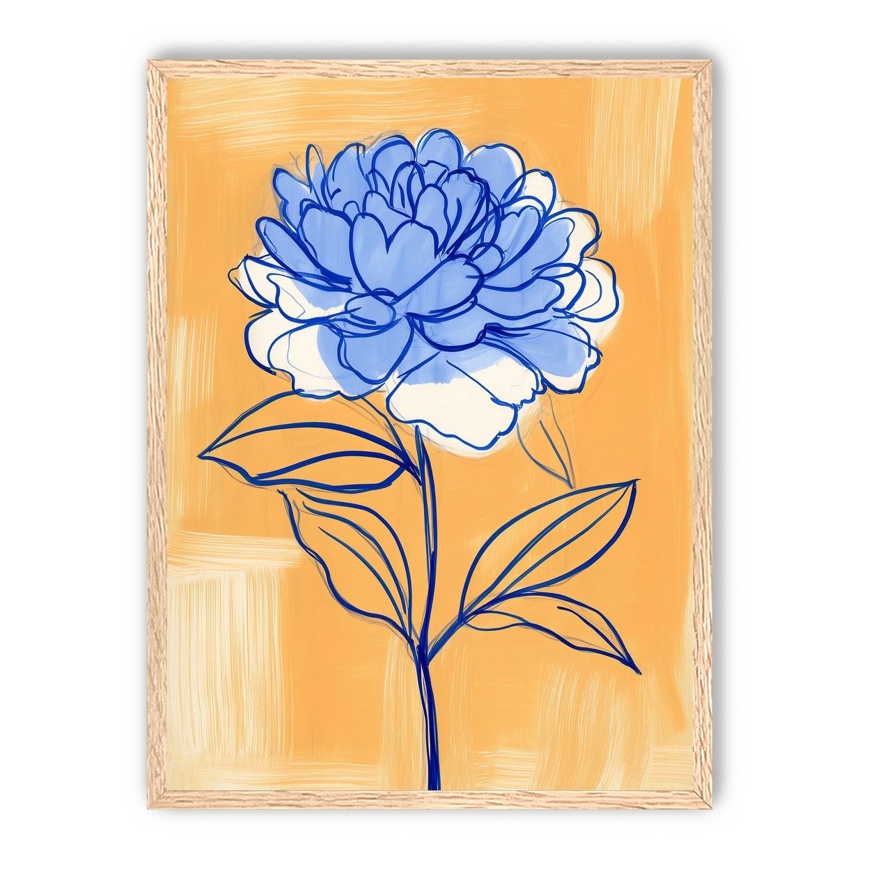 Blue Flower on Orange Field