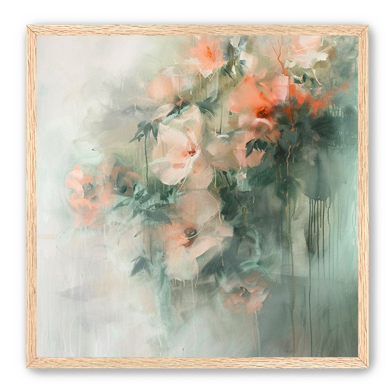 Pale flowers within the mist