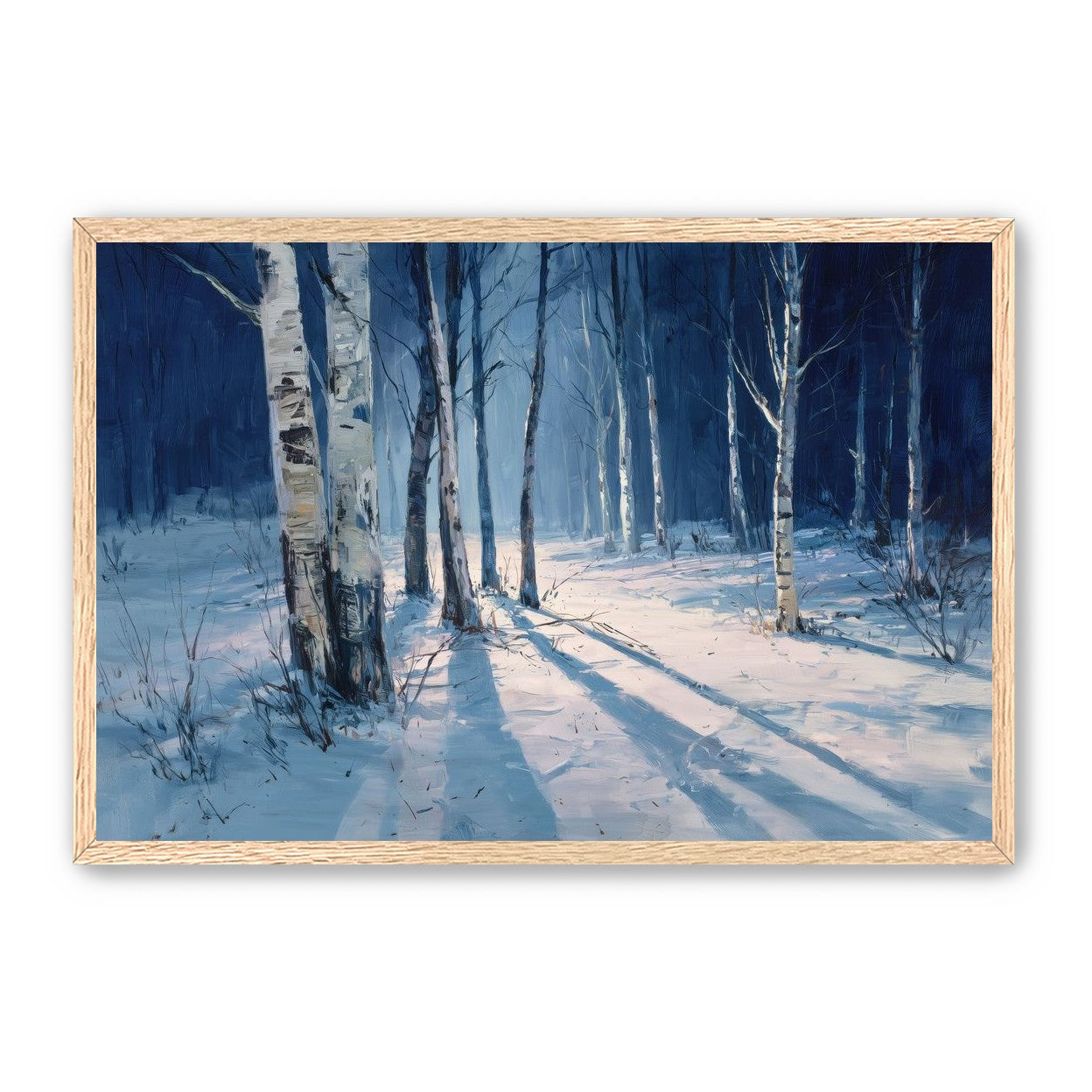 Snow Shadows Between Trunks