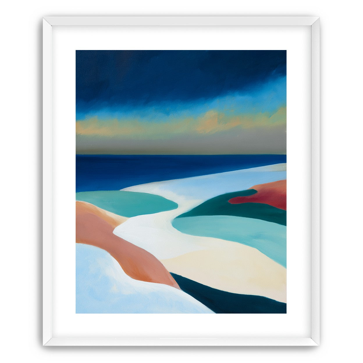 Sandbars under a heavy blue sky