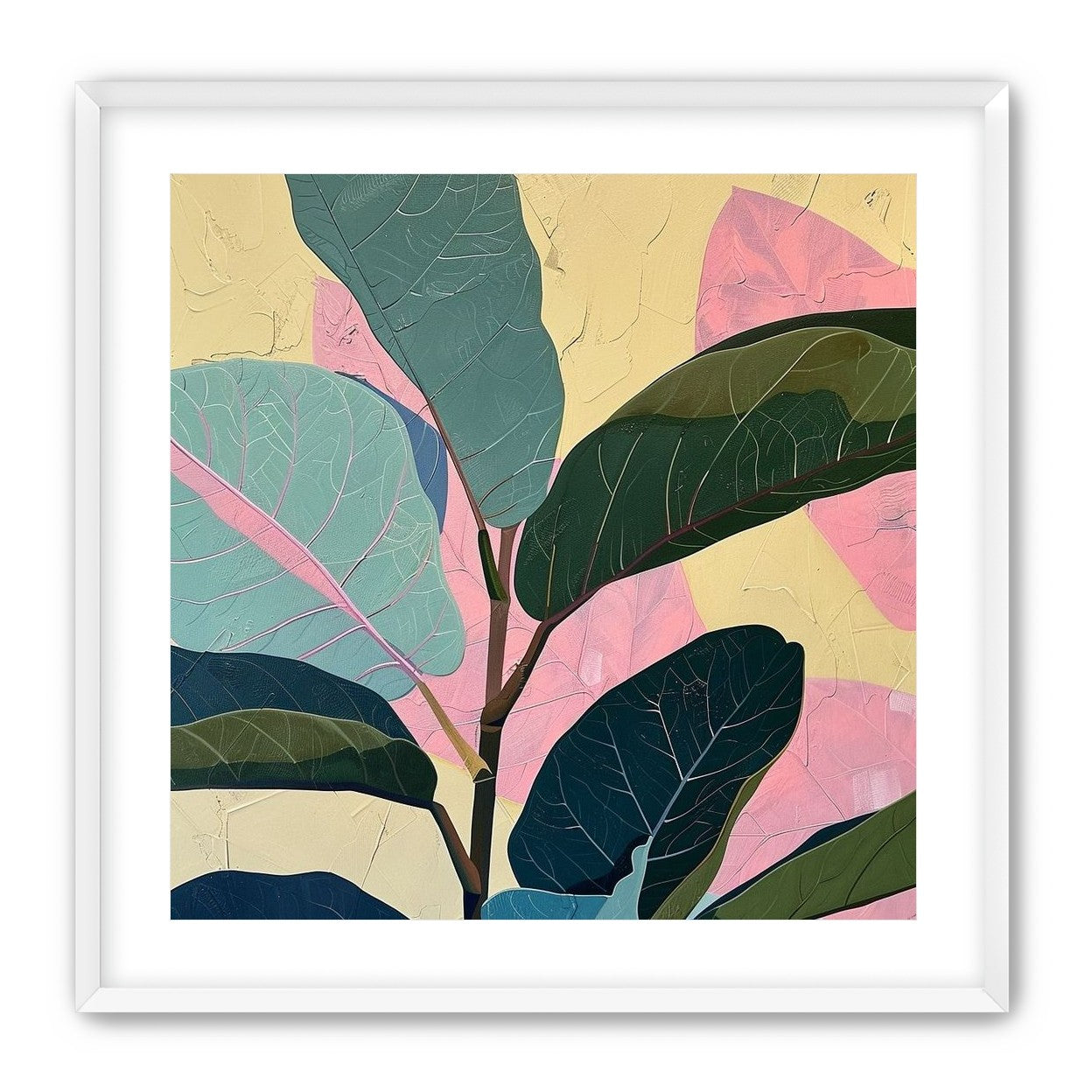 Leaves leaning into pink light