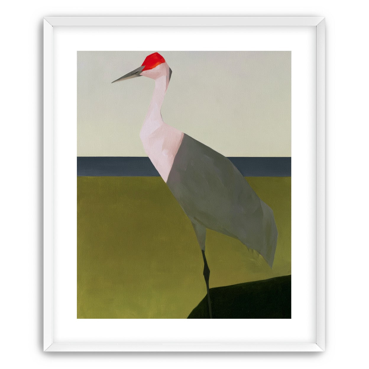 Red crown crane at the shore