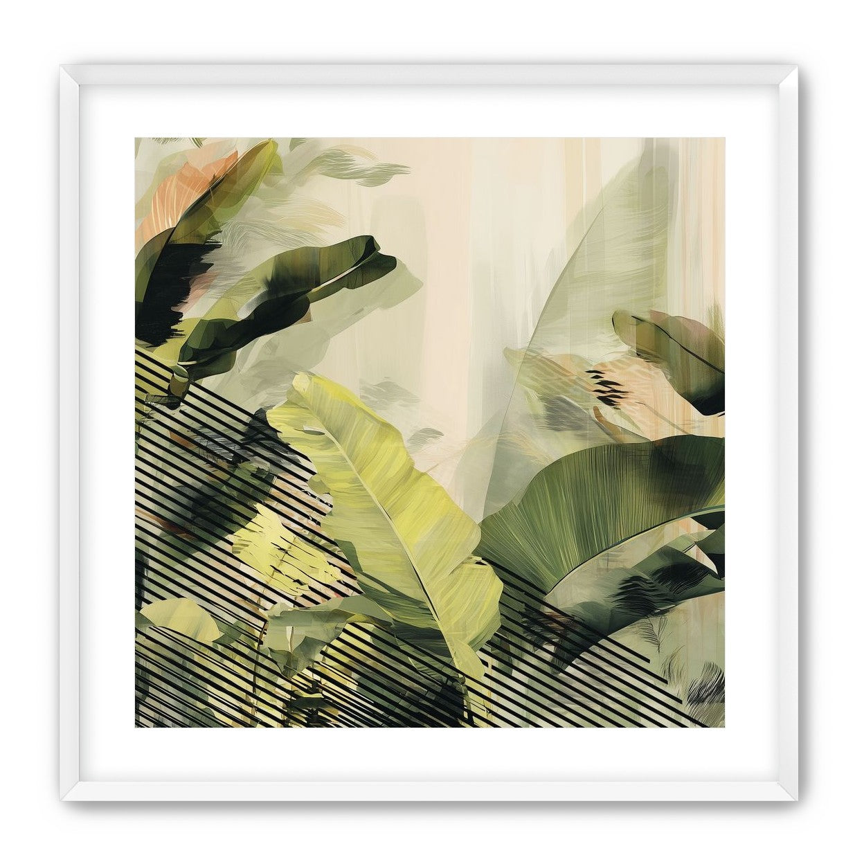 Green leaves over black stripes