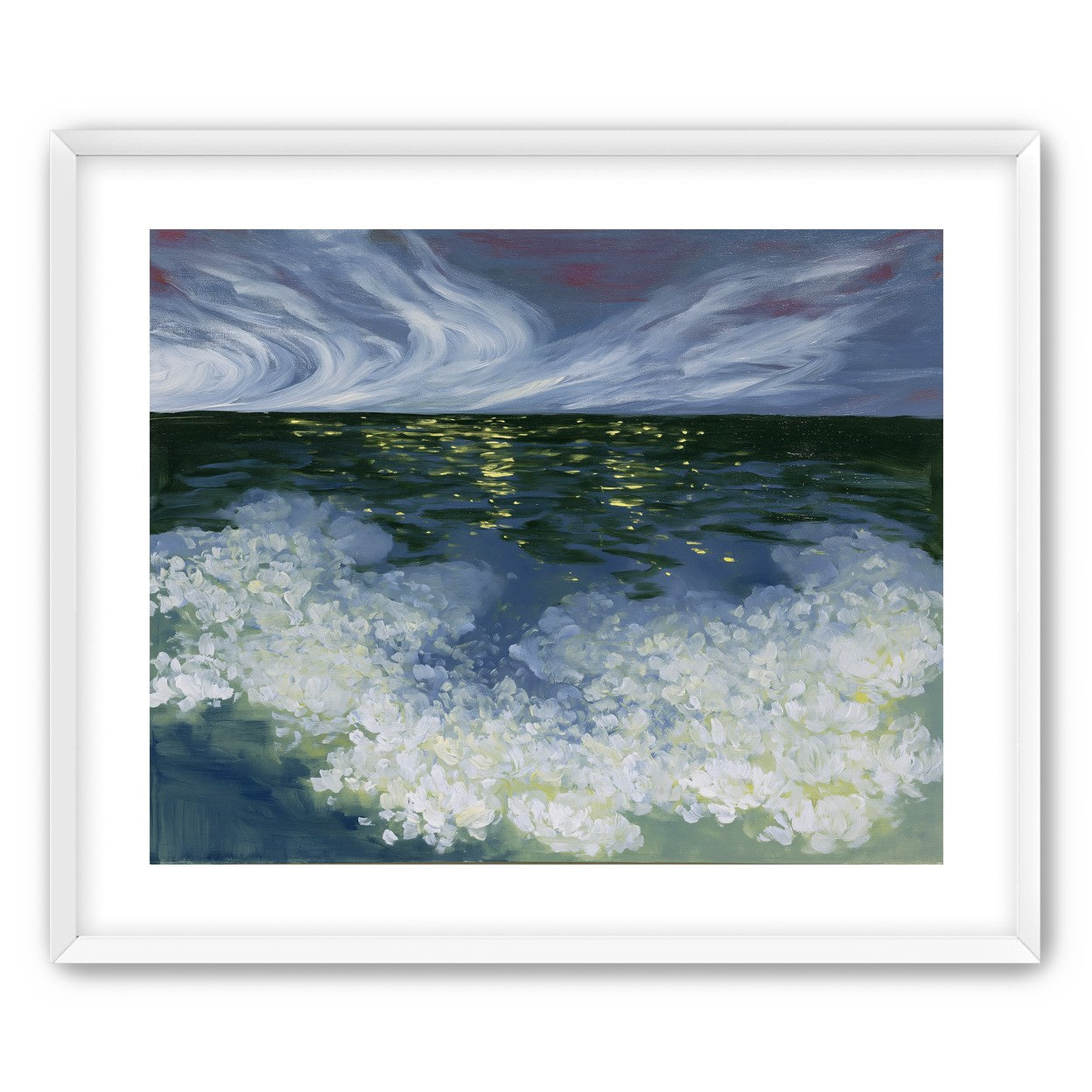 Foam and starlight at sea
