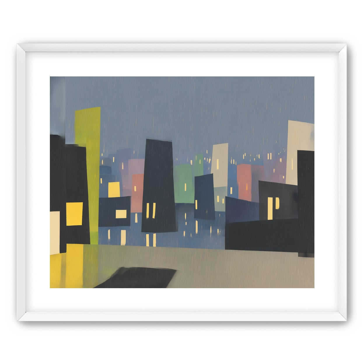 Rain on the lit skyline