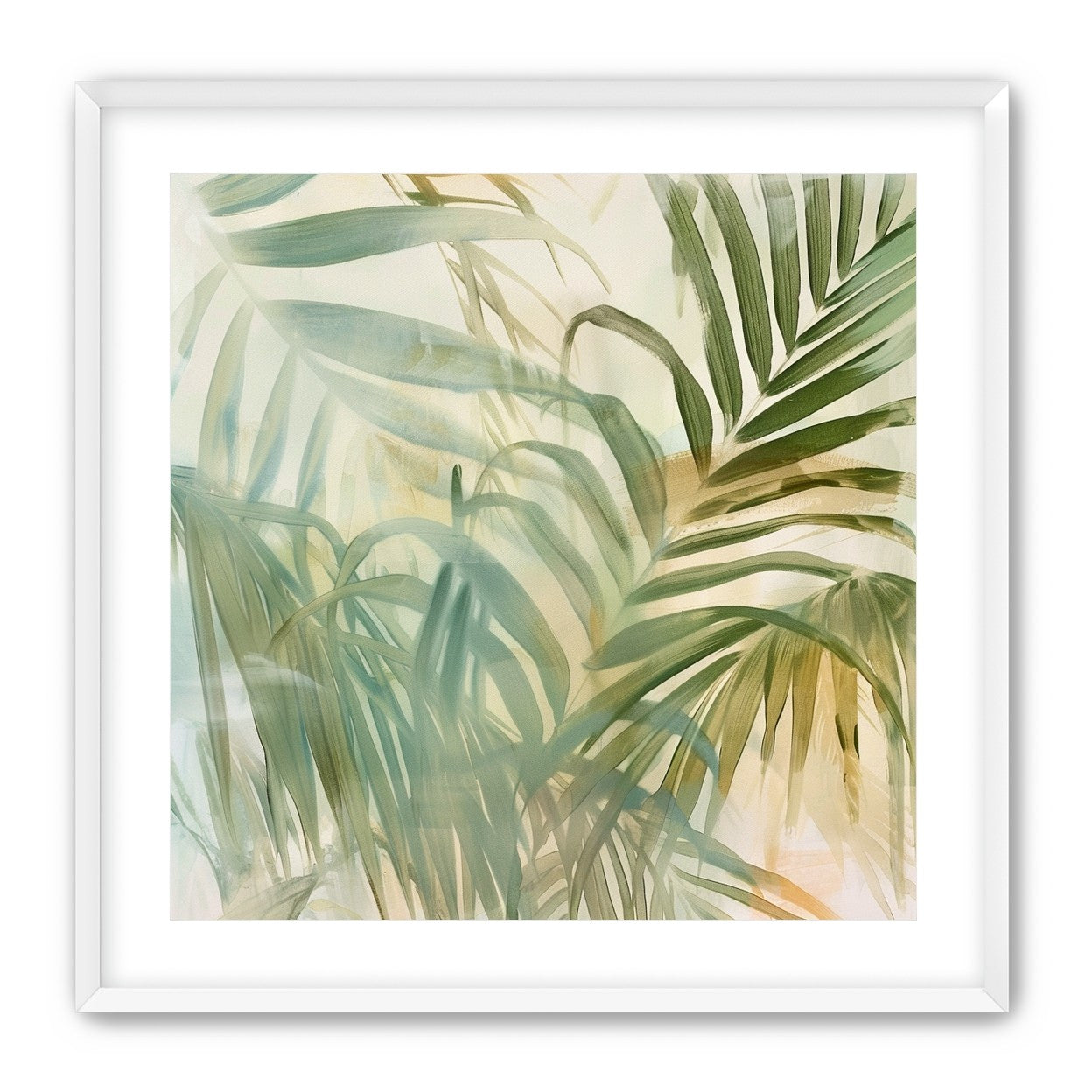 Palm leaves in pale wash