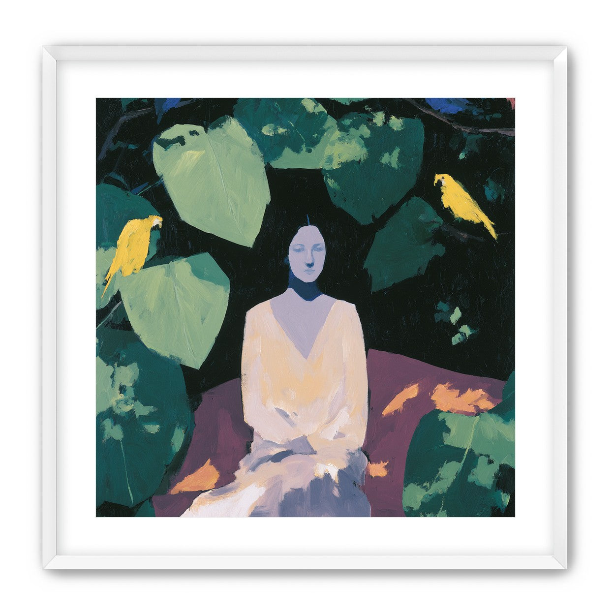 Pale dress under green leaves