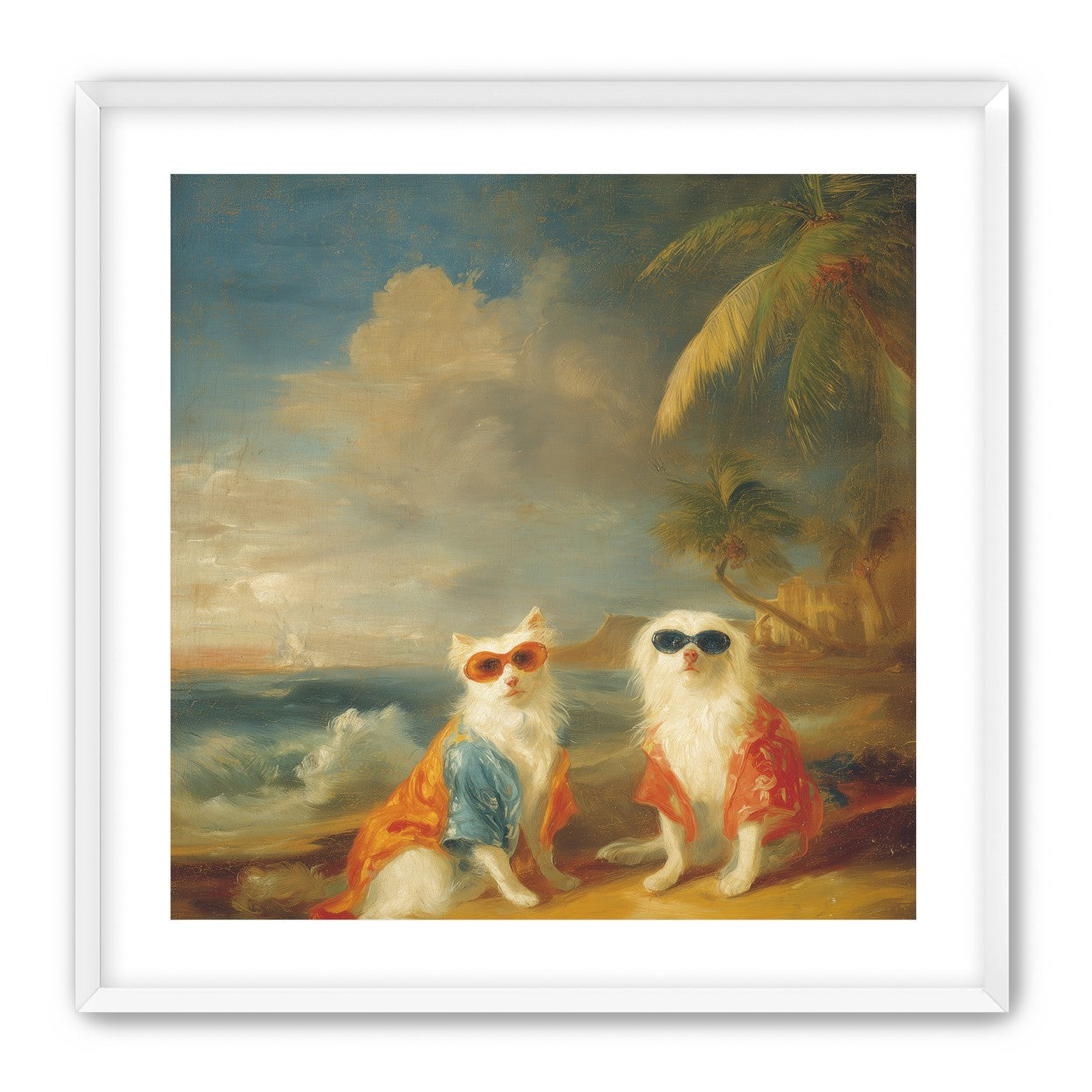 Sunglasses cats on the beach