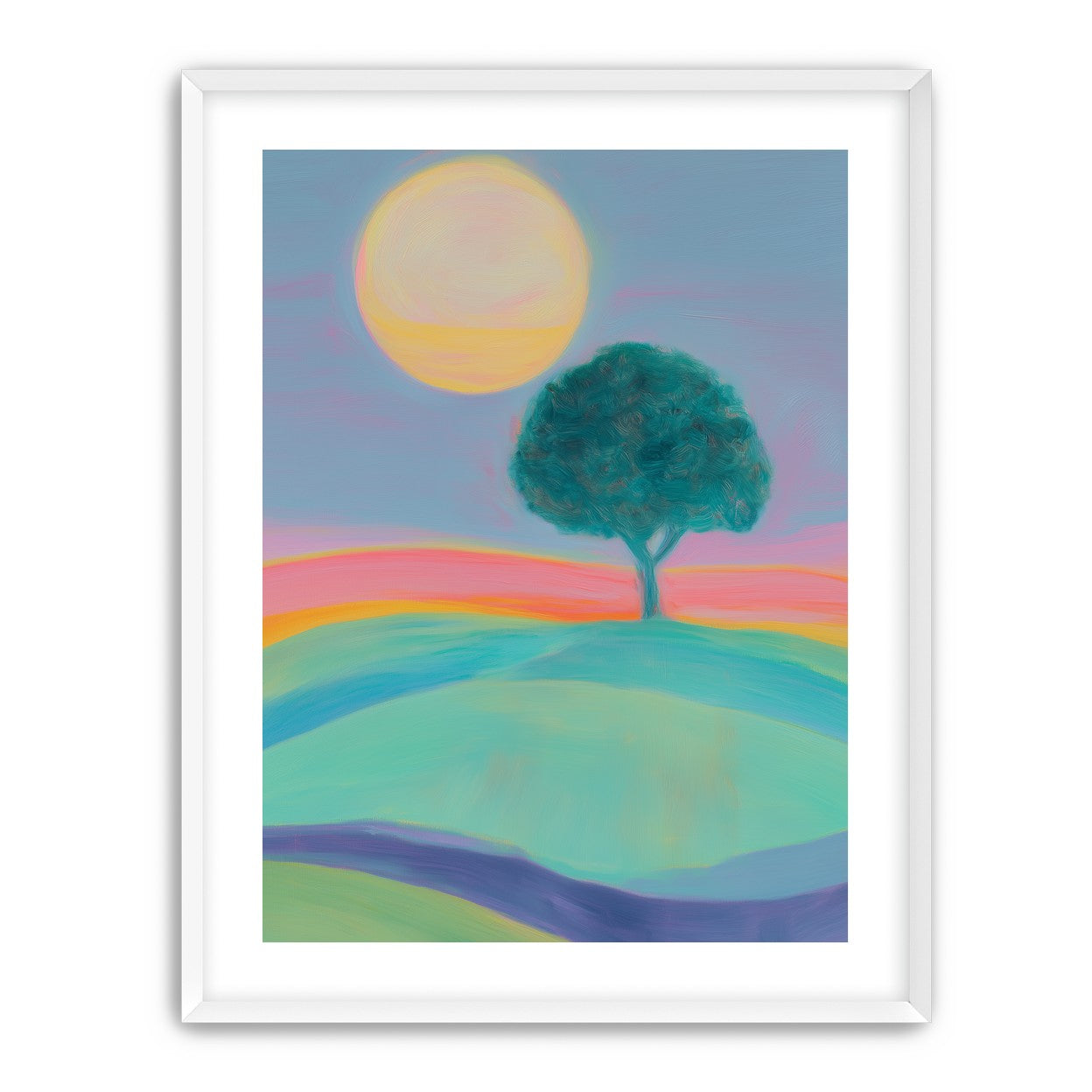 The sun behind the tree