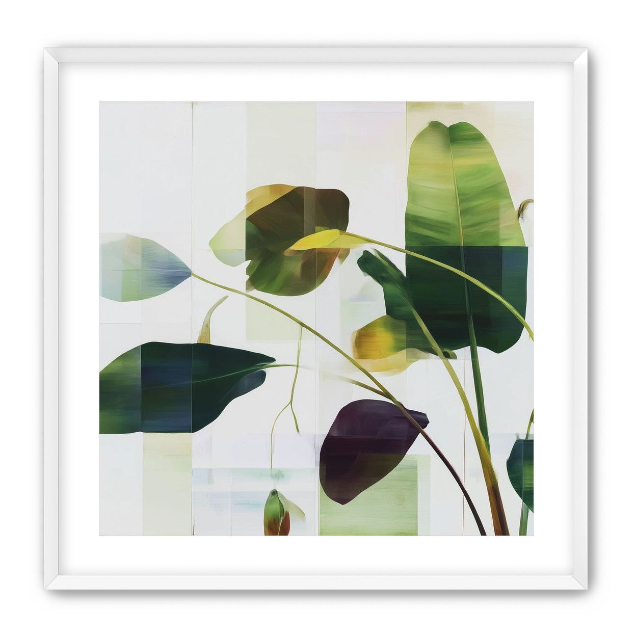 Stems crossing the pale grid