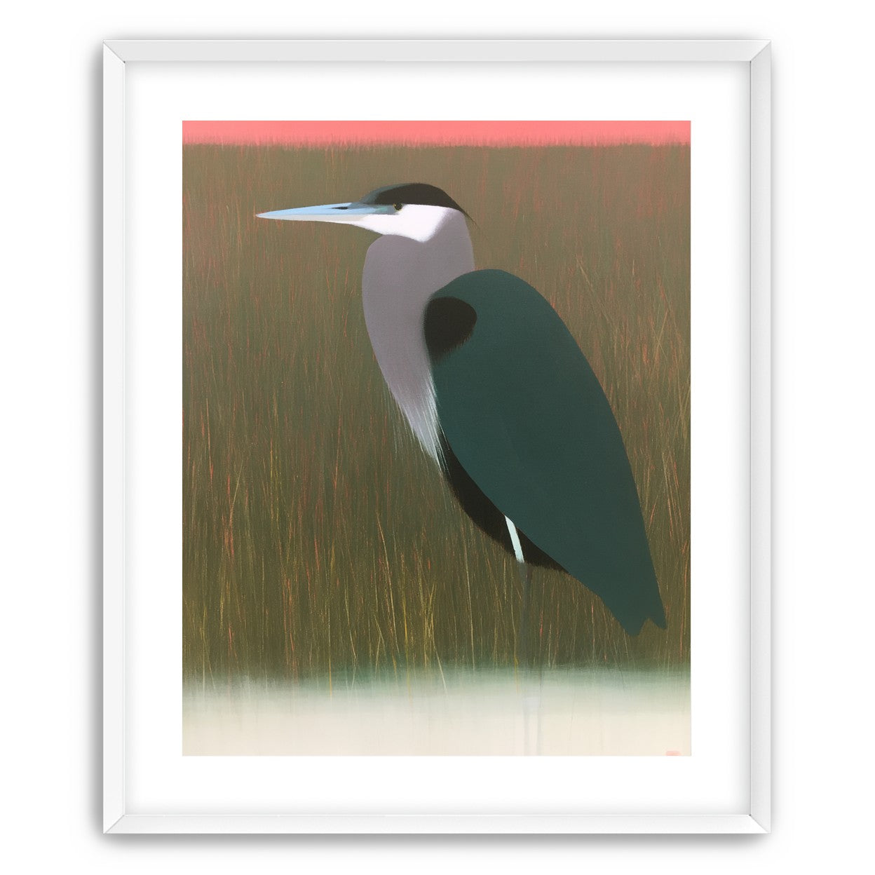 Heron in pink dusk