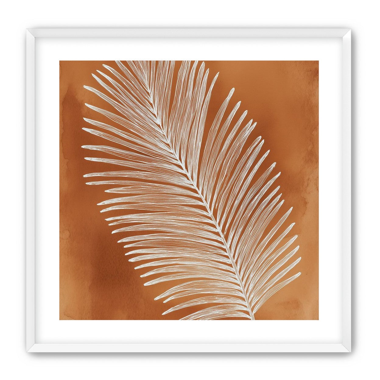 Palm frond in white ink