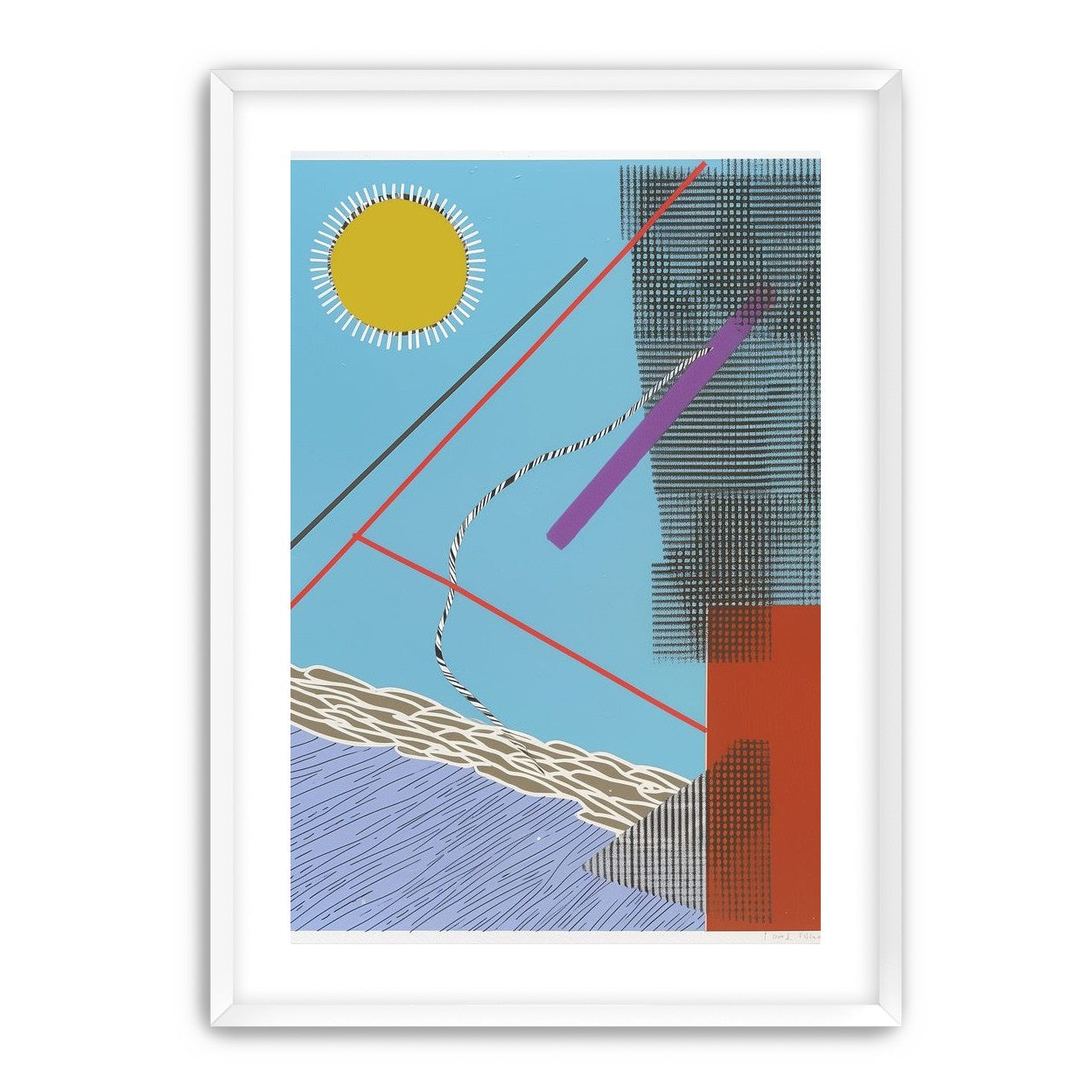 Yellow disc and crossed lines