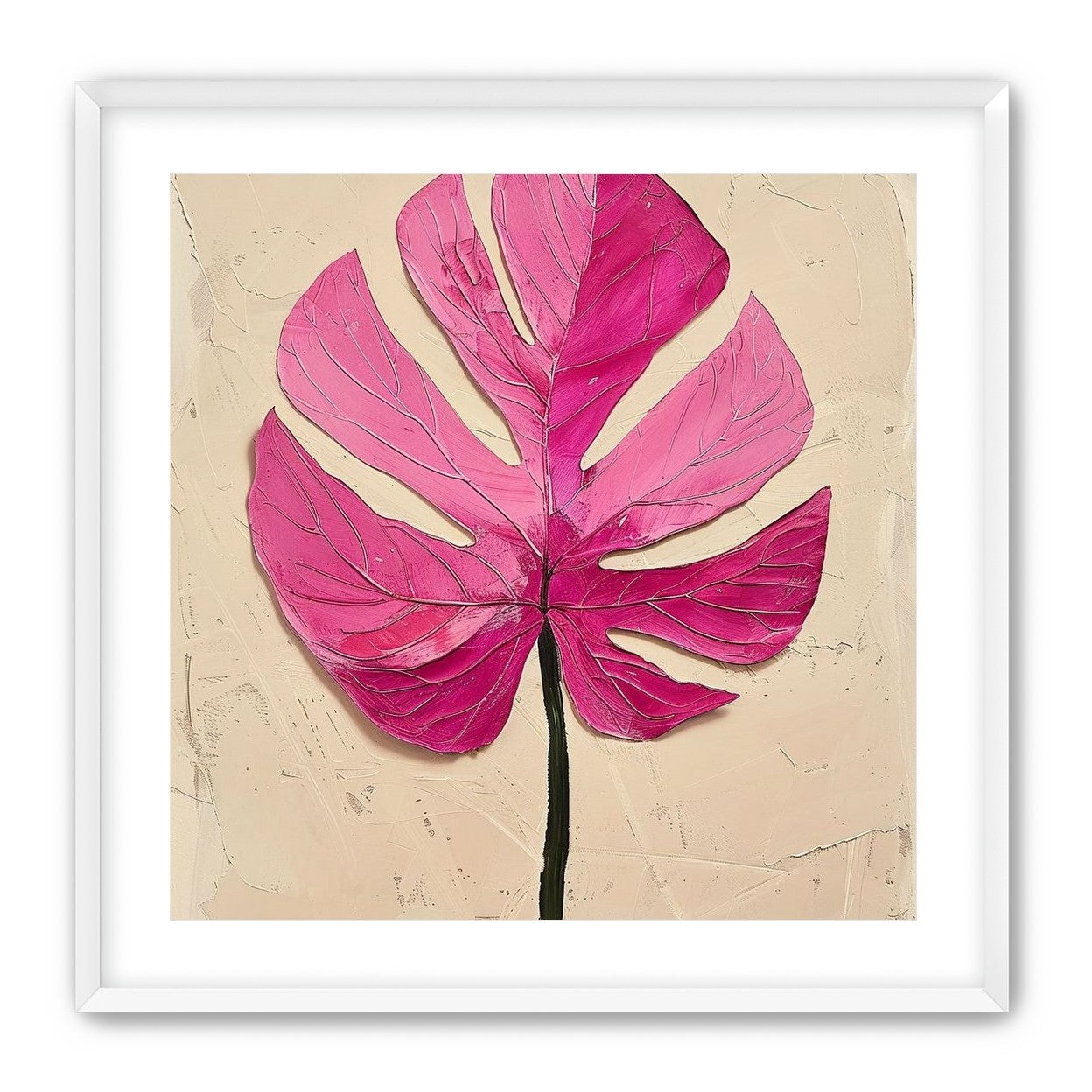 Pink leaf on plaster white
