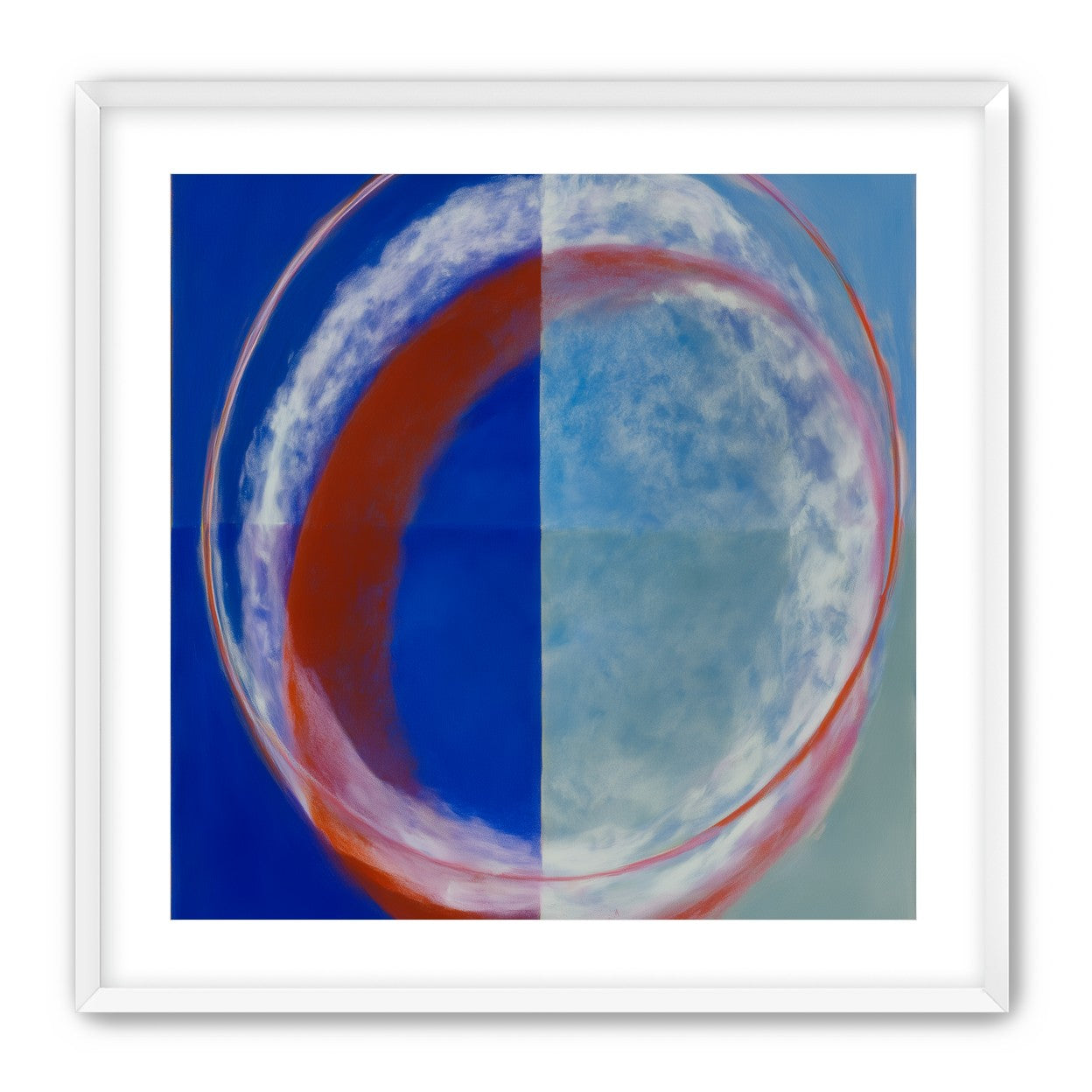 Red rim on divided blue