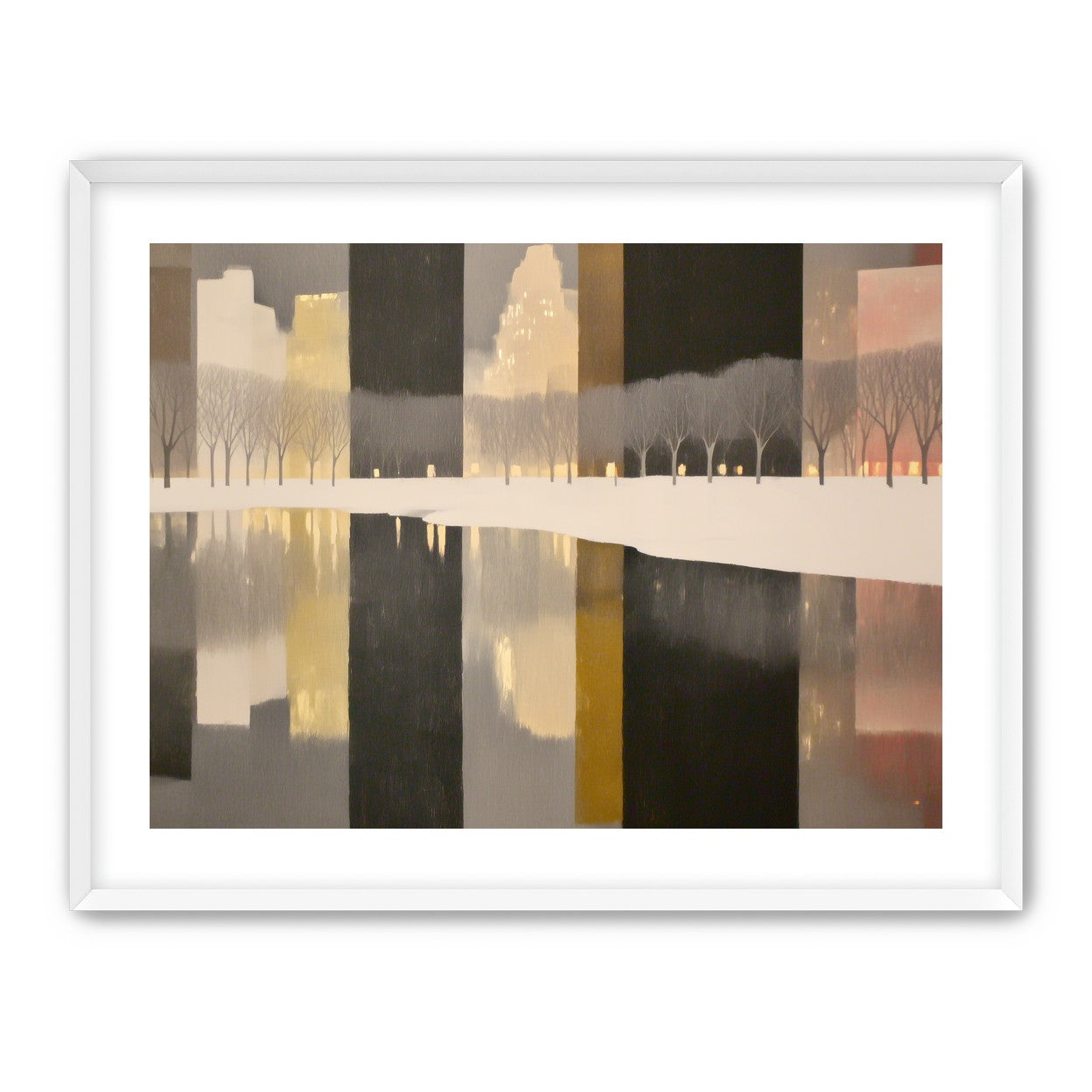 City lights in winter water