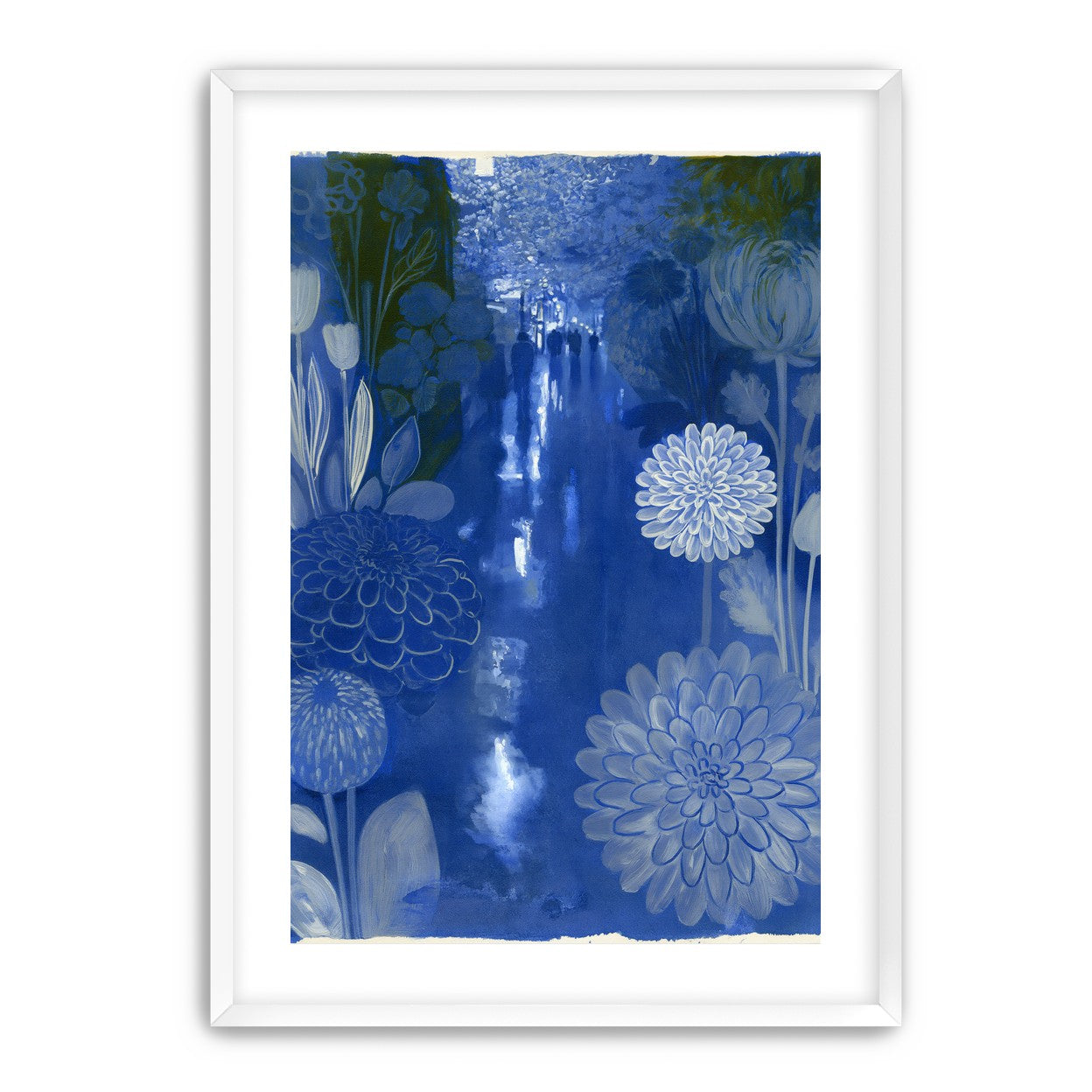 Blue garden night walk