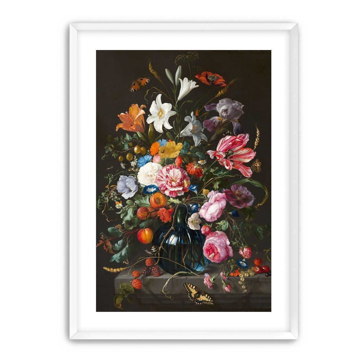 Butterflies over the blue vase
