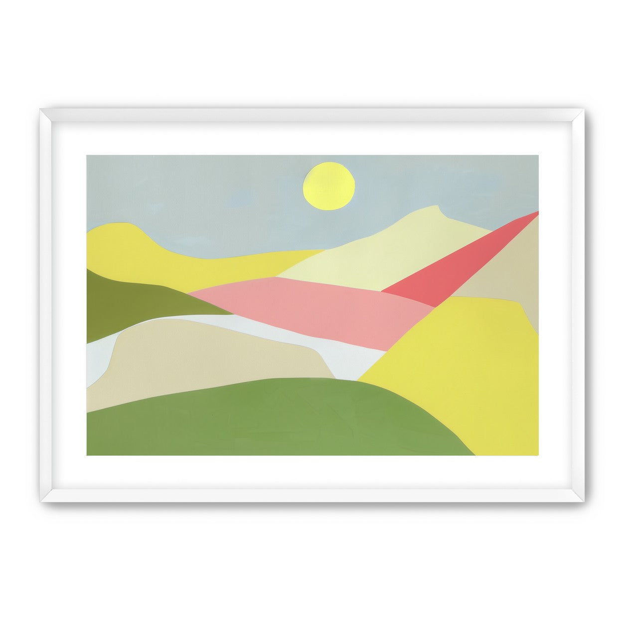 Yellow sun over red fields