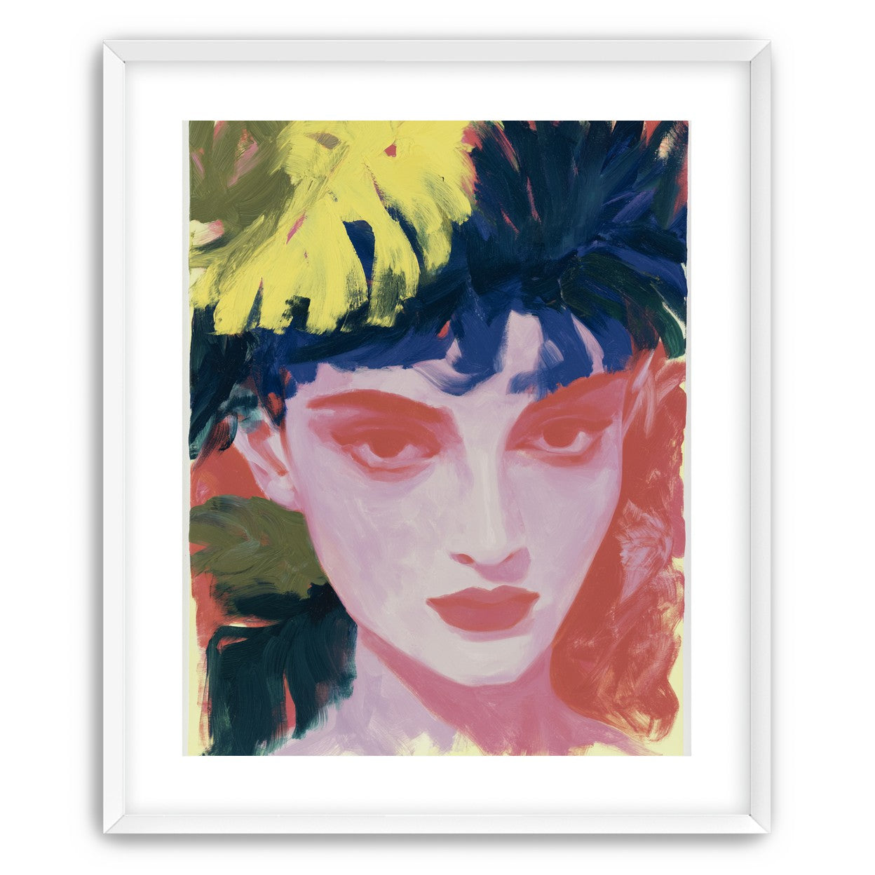 Yellow flower in dark hair