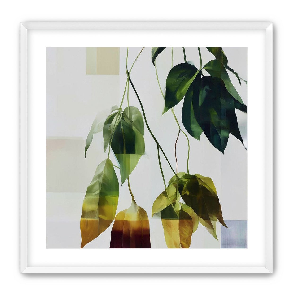 Green fading into amber leaves
