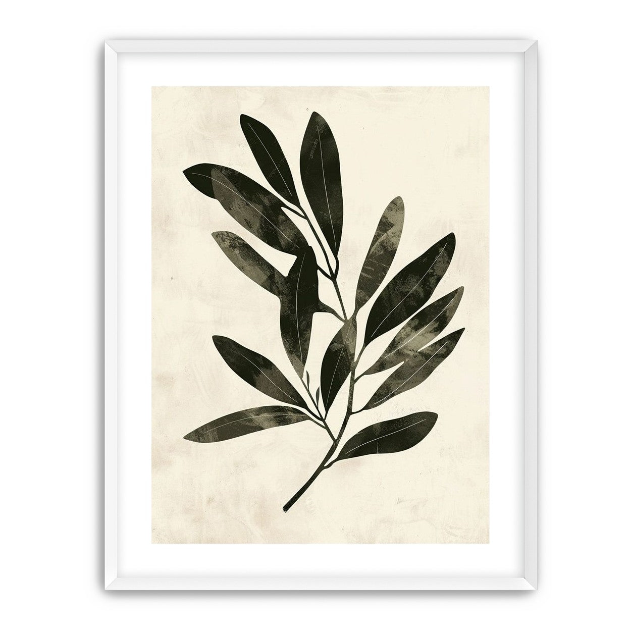 Charcoal leaves on ivory paper