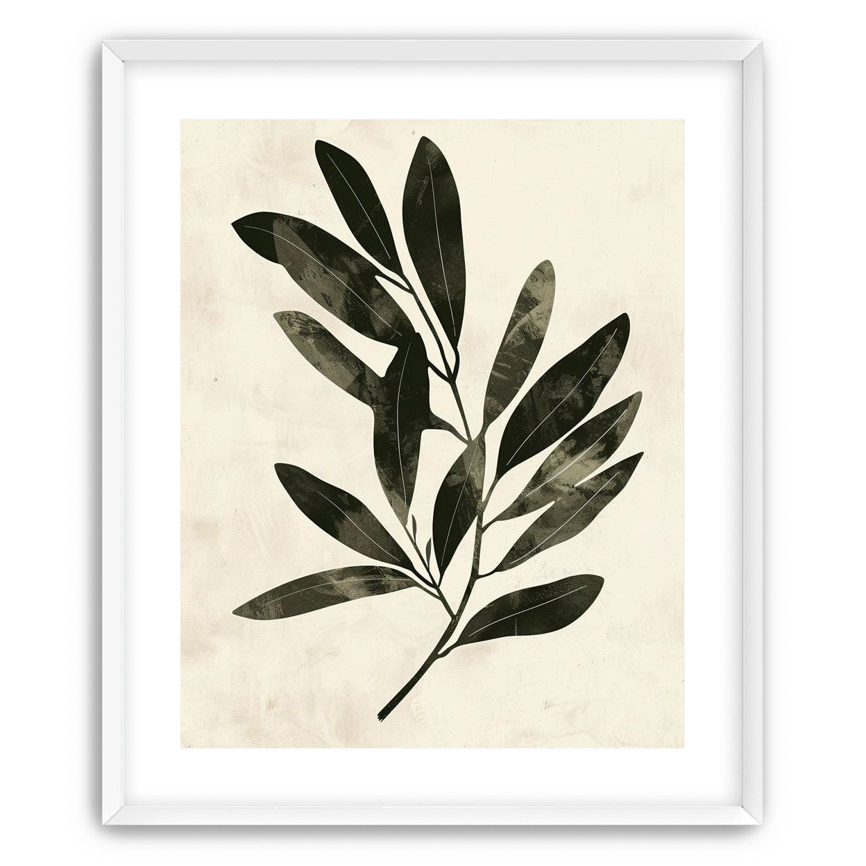 Charcoal leaves on ivory paper