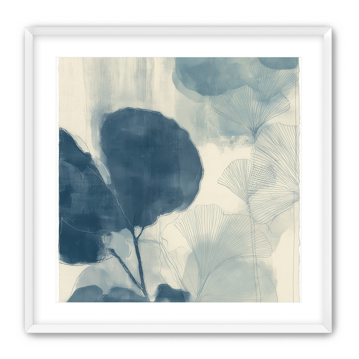 Indigo leaves on cream paper