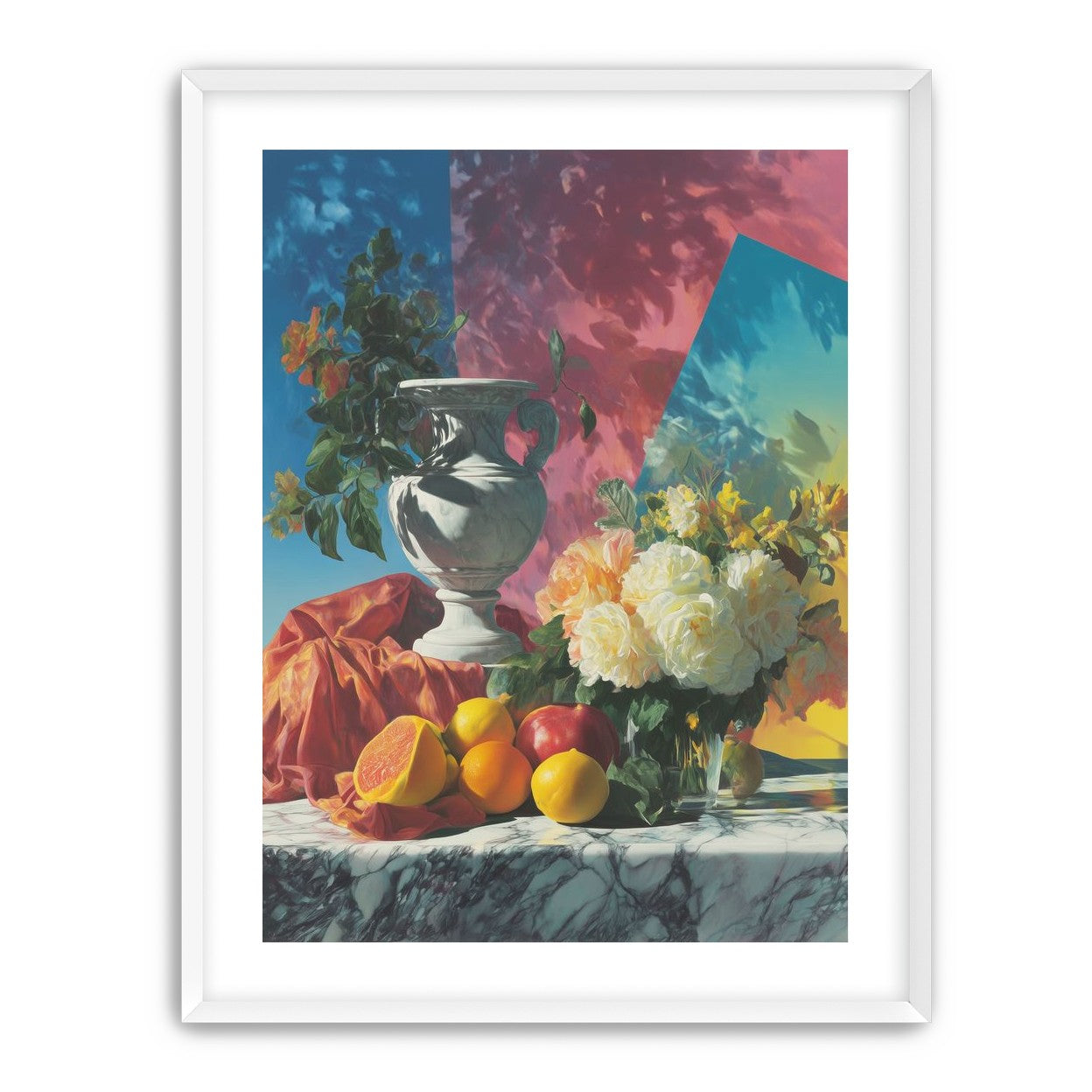 Urn and roses in hard light