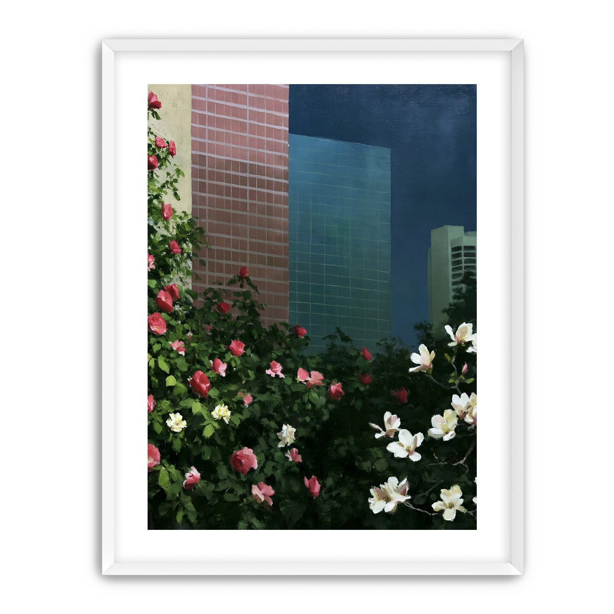 Flowers at the foot of towers