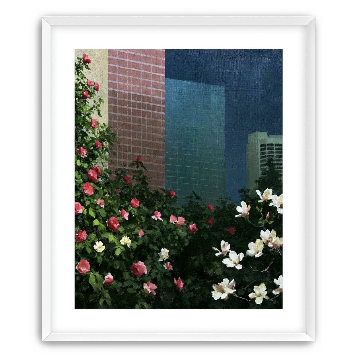 Flowers at the foot of towers