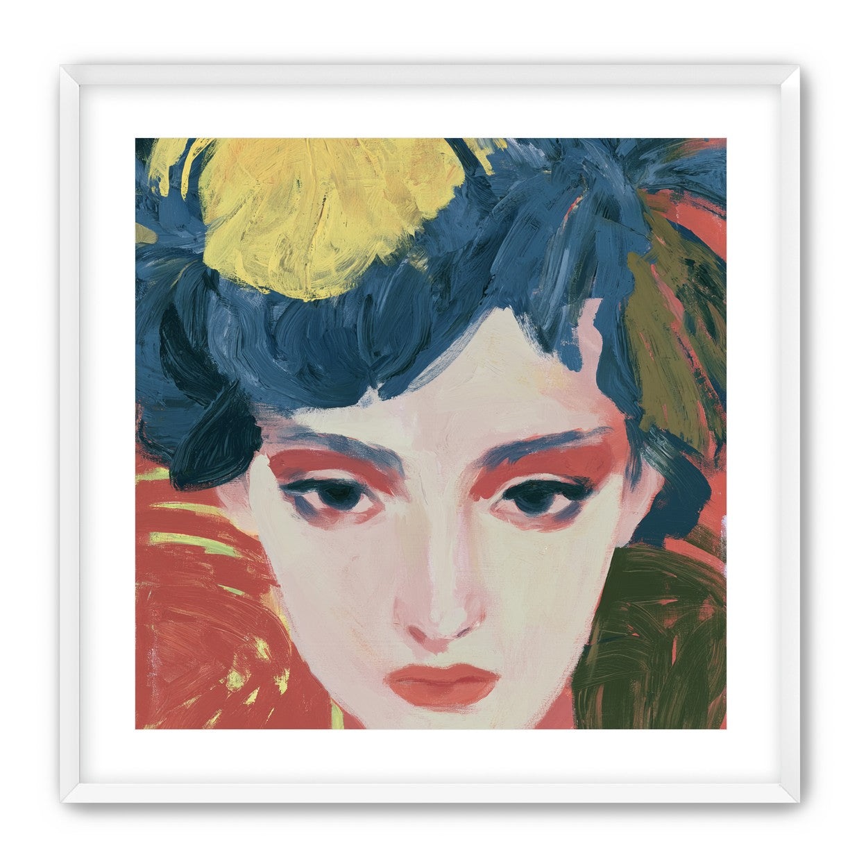 Yellow weight over her gaze