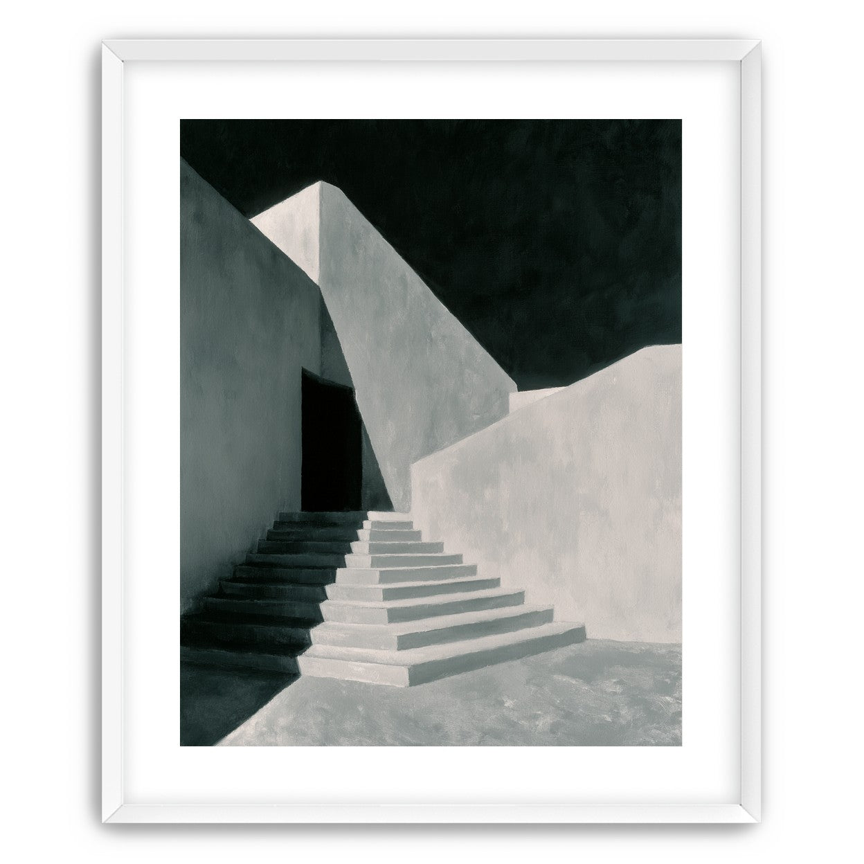 Stairs into the black doorway