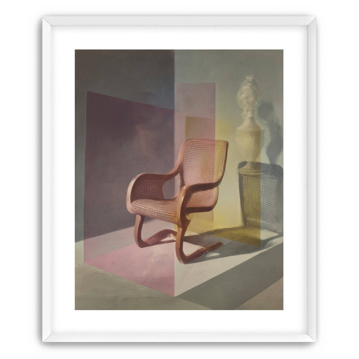 Cane chair within color panes