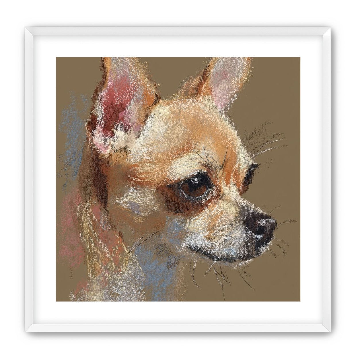 Pastel dog in profile