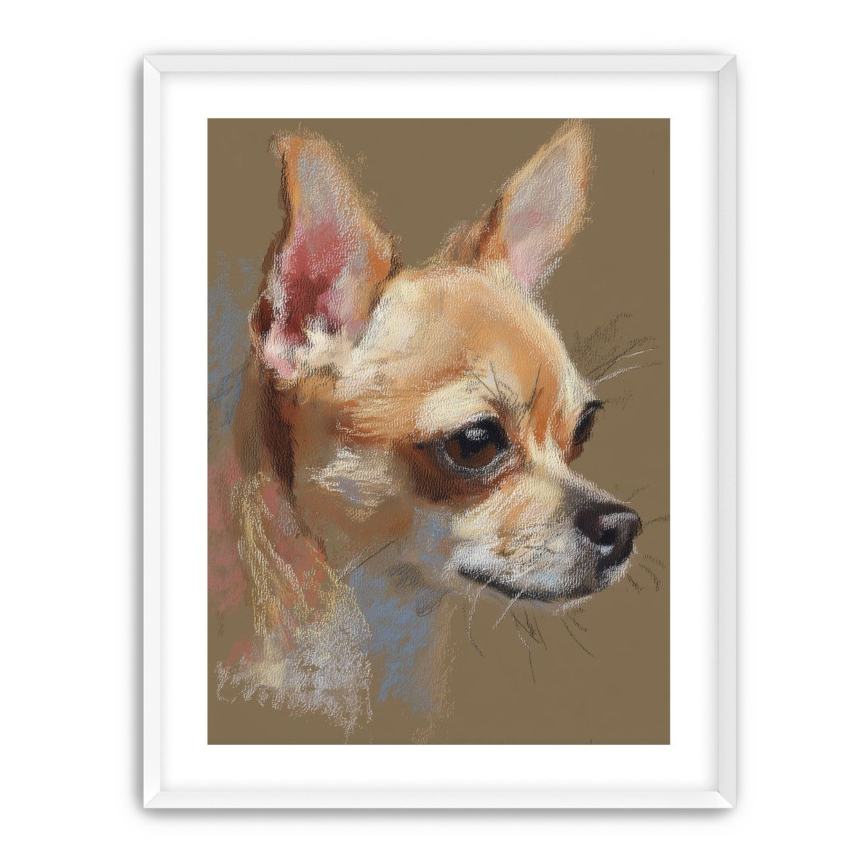 Pastel dog in profile