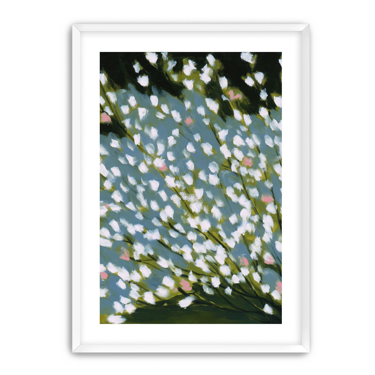 Pink breaks the white field
