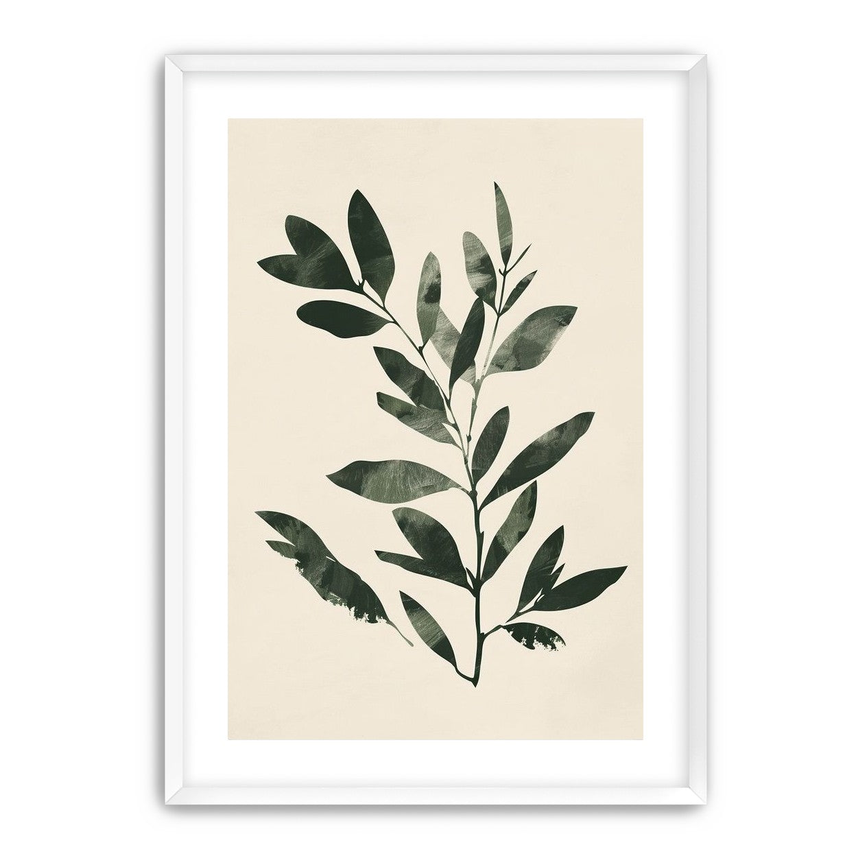 Dark green leaves on cream