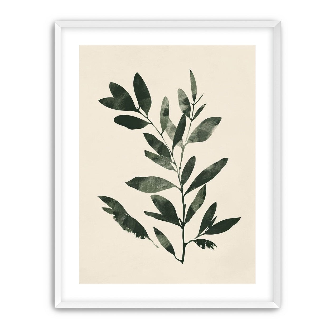 Dark green leaves on cream