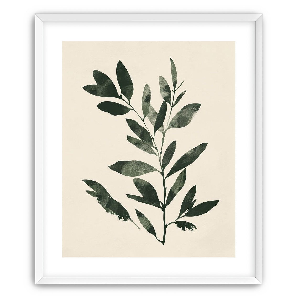 Dark green leaves on cream